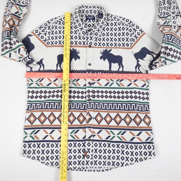 CHAPS Brushed Cotton Moose Shirt Men's XL Thick Chamois Collared Button Up - Picture 12 of 12